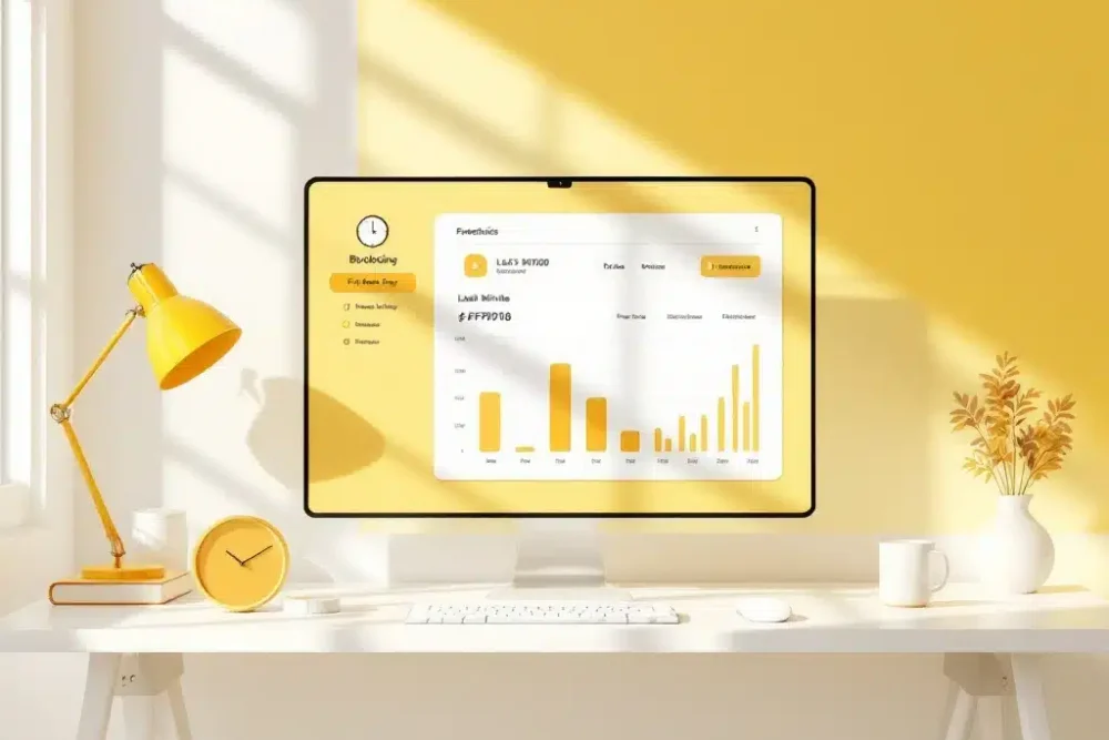 last-minute-booking-analytics-dashboard-hospitality.jpg Dashboard met boekingsstatistieken en grafieken voor last-minute reserveringen in geel en wit kleurenschema